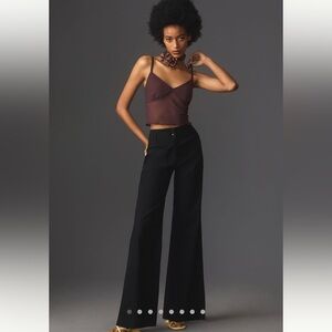 Anthropologie The Junie High-Rise Flare Pants Maeve Magic Fabric Black 25P